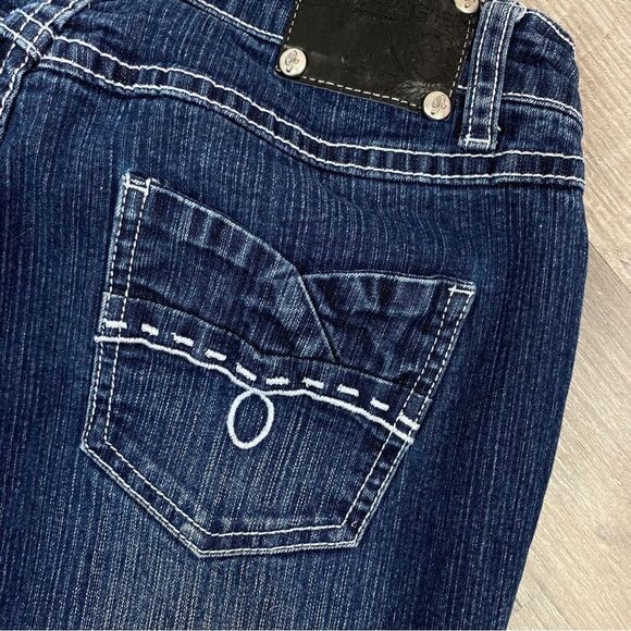 Rampage Distress Fade Straight Leg Stretch Jeans Blue Juniors 3 Low Rise Y2K - Picture 8 of 10